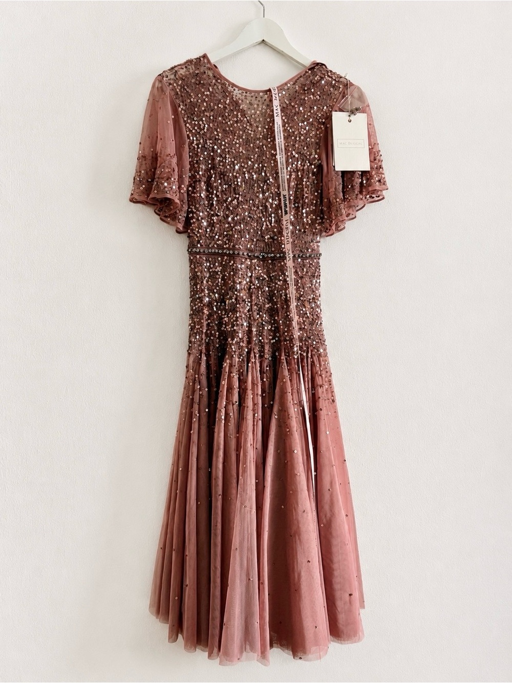 Mac Duggal 93655 Rosewood Sequin Beaded Tea Length A-Line Dress Size 2